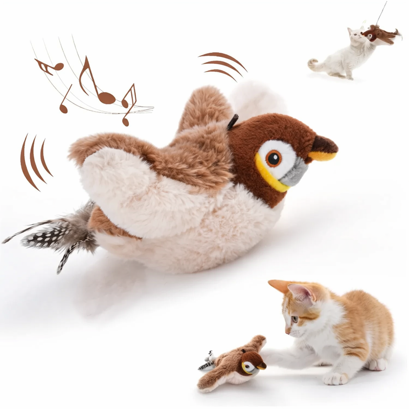 Interactive Chirping Bird Toy for Cats – Flaps, Sings & Keeps Pets Entertained